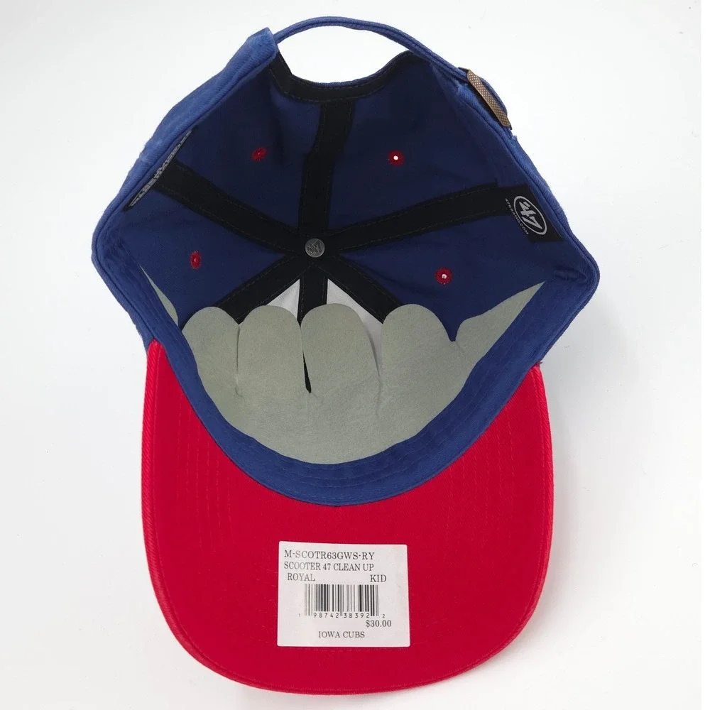 '47 Brand Iowa Cubs Baseball Hat KIDS Blue White Red Scooter Clean Up Cap NEW